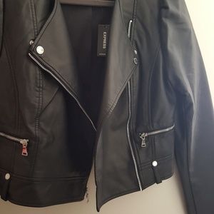Express fau black leather jacket